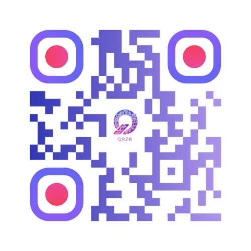 Exemple QR code moderne avec logo central et dégradé violet-indigo – QRZR